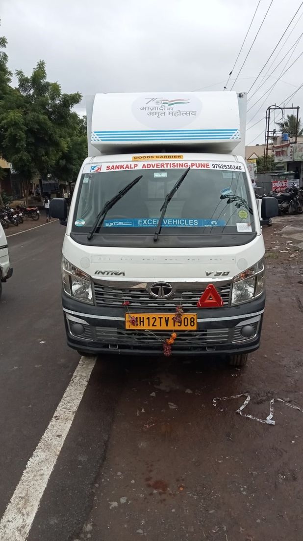 LED advertising van parked on a city road