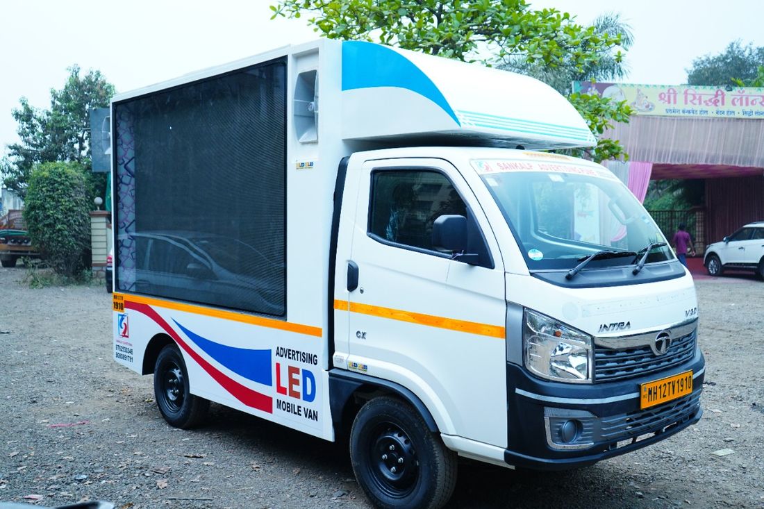 LED advertising van at a campaign location